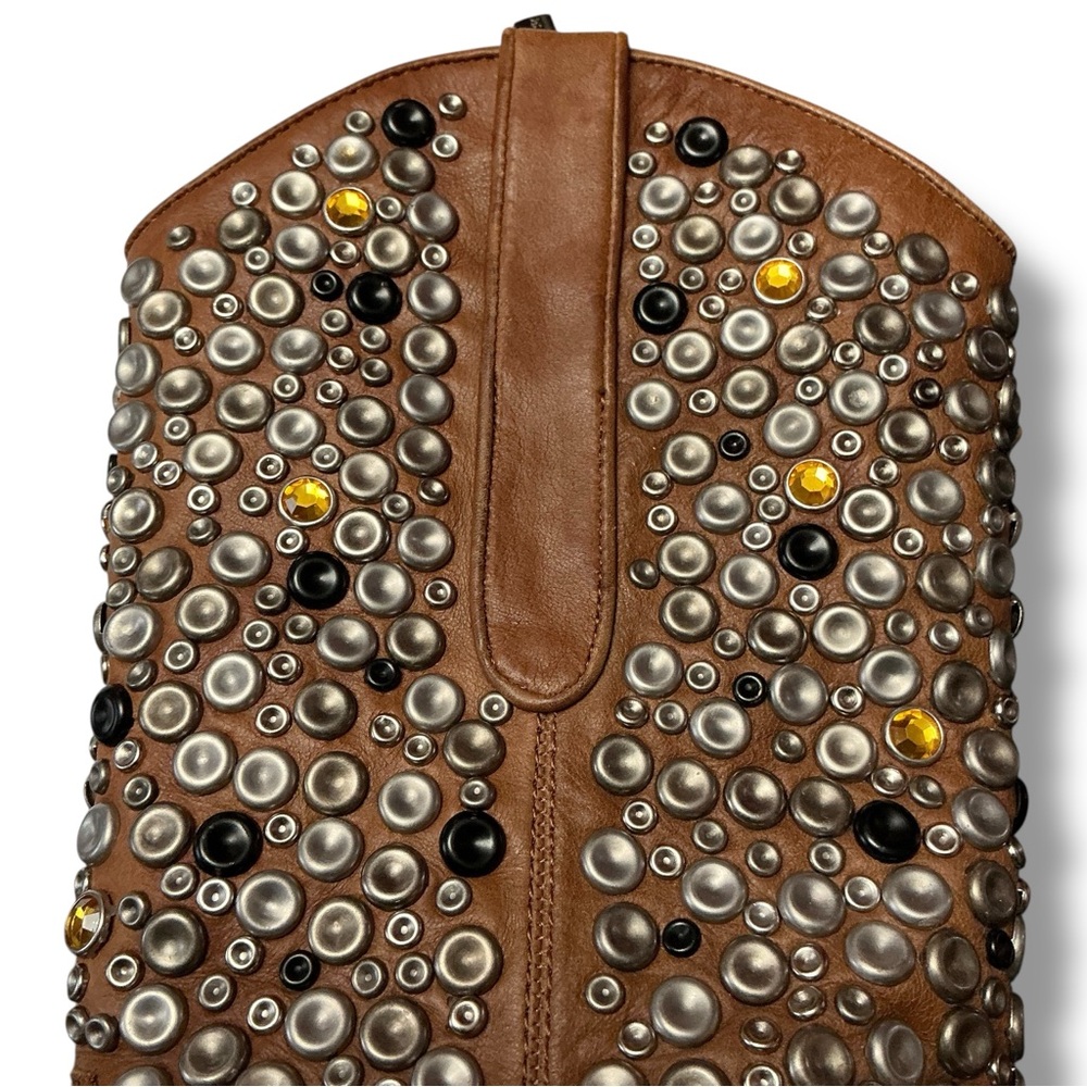 Modern Vice Brown Studded Heeled Boots - Picture 6 of 12